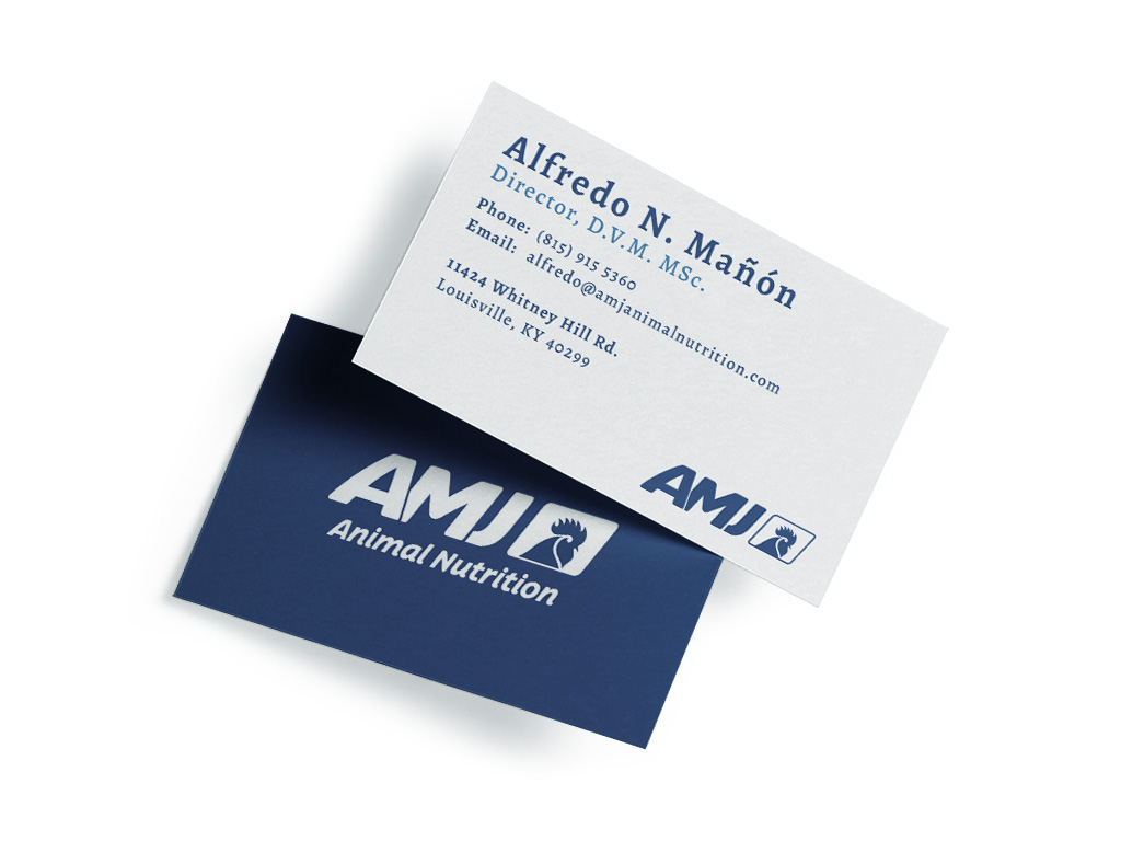 AMJ Animal Nutrition business card presentation